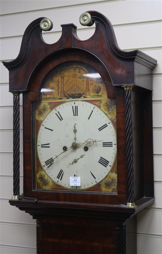 A late 18th century banded mahogany eight day longcase clock H.215cm